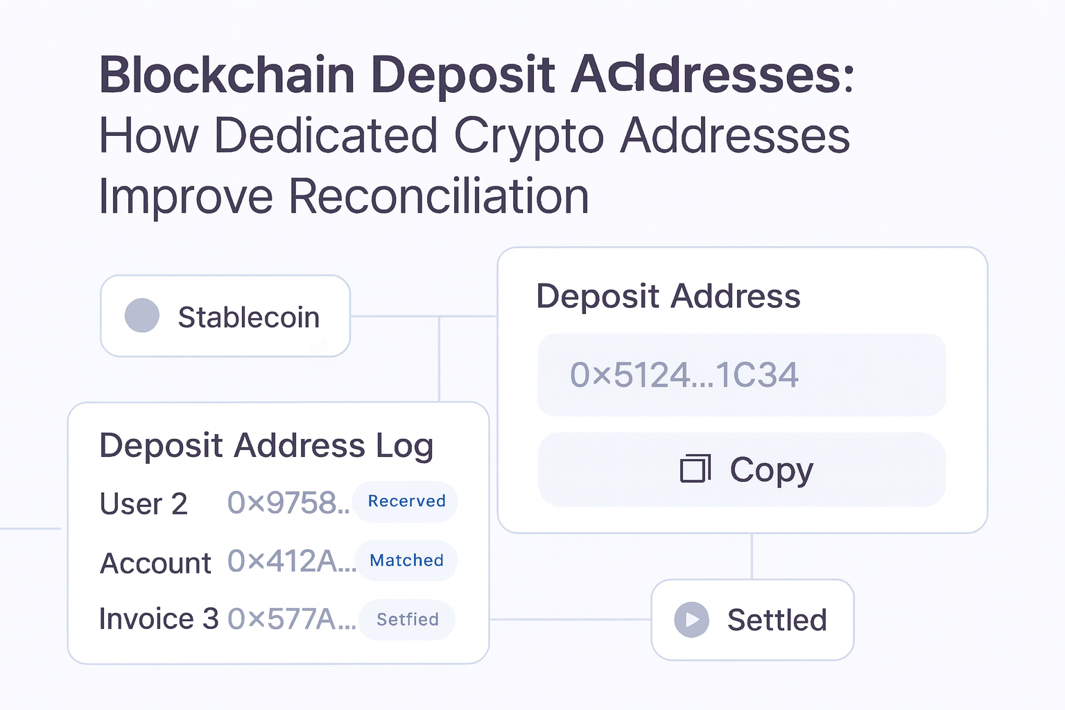 Blockchain Deposit Addresses: How Dedicated Crypto Addresses Improve Reconciliation guide hero visual