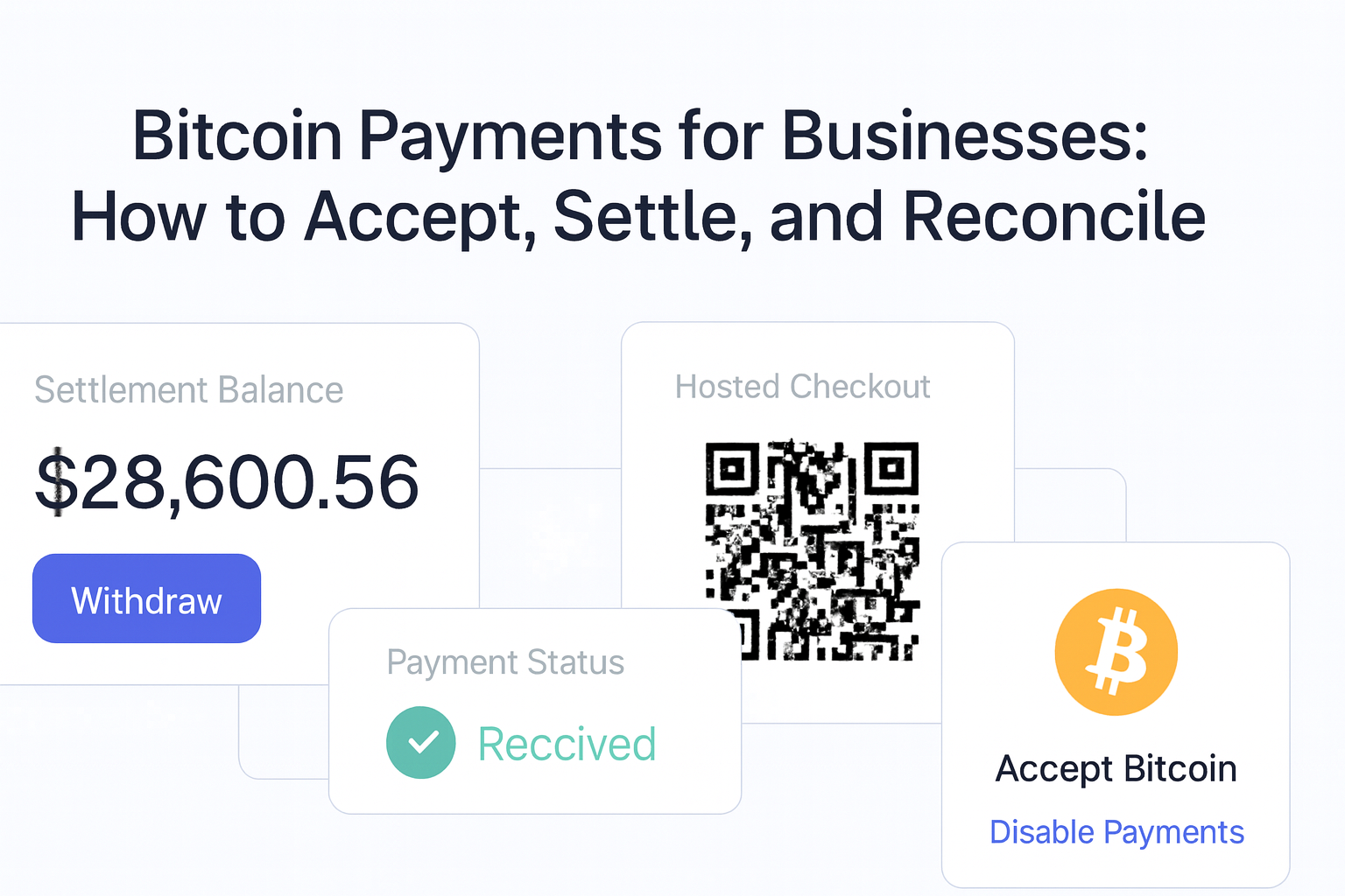Bitcoin Payments for Businesses: How to Accept, Settle, and Reconcile guide hero visual