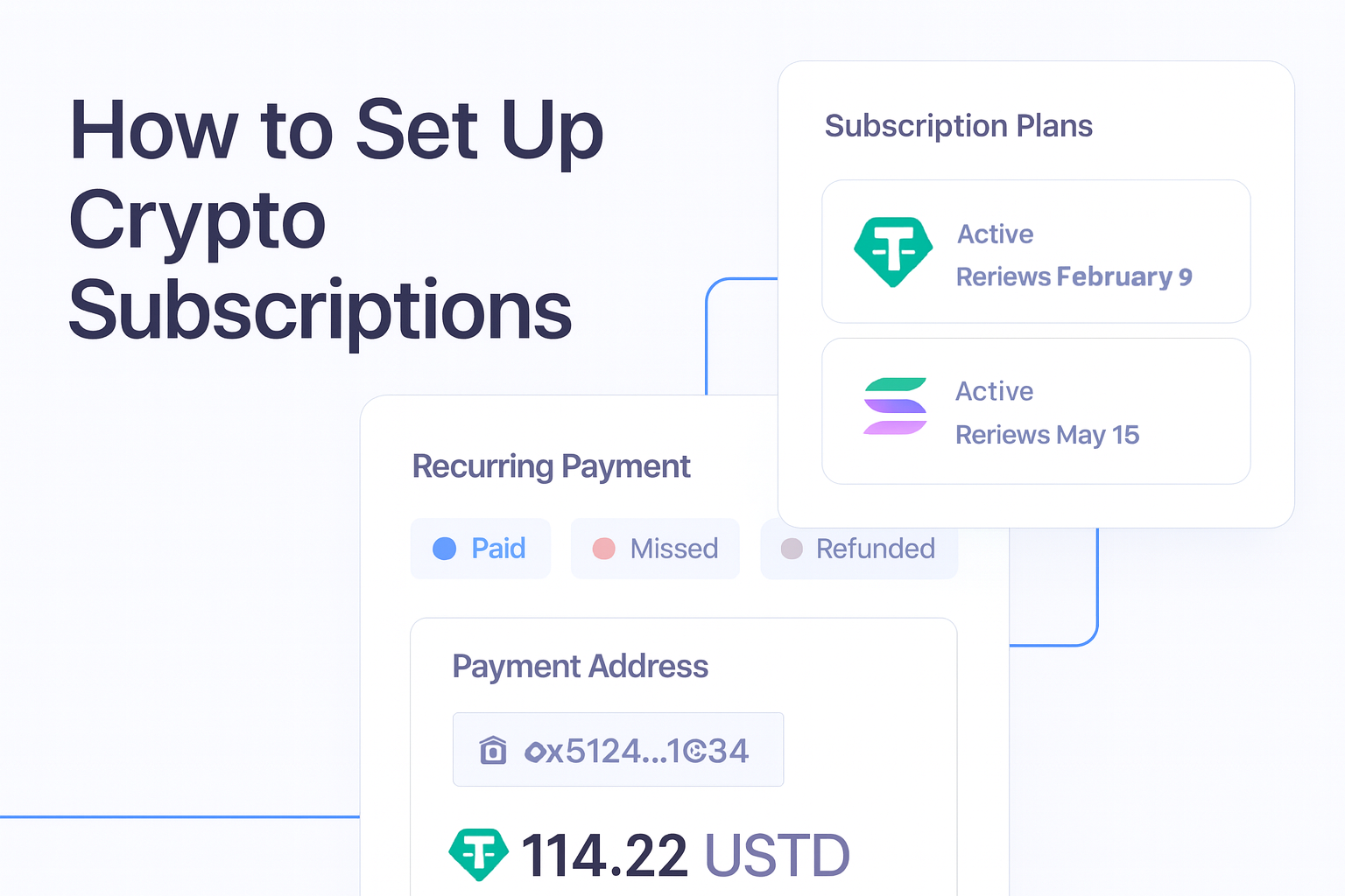 How to Set Up Crypto Subscriptions guide hero visual